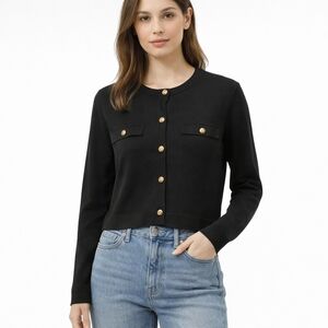 Michael Kors Black Cardigan with Gold Button Details Office Classic Sz Medium